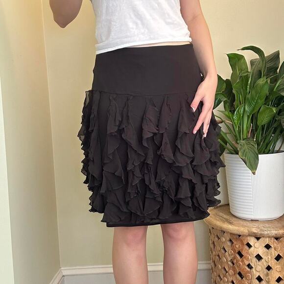 Doncaster 90s funky frilly layered silk midi skirt size 8 - Picture 1 of 6